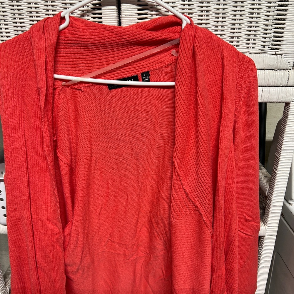 Vibrant Red Open Front Cardigan with Relaxed Fit